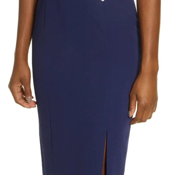 Harper Rose Crepe Sheath Assymetrical Dress Colorblock Short Sleeve Women's 6 - Picture 3 of 9